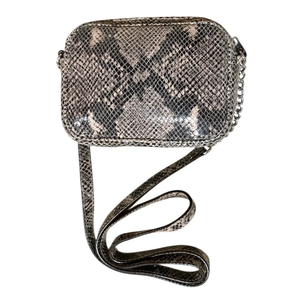 Michael Kors Gray & Black Python Embossed Mini Crossbody Bag